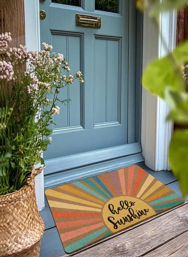 XLDLIOO Boho Sunshine Door Mat, Spring Doormats, Classroom Welcome Mat, Summer Hello Sunshine Welcome Front Door Mat Indoor Outdoor Entrance, Boho Artificial Coir Doormat Rugs for Patio 30x17in - Image 2
