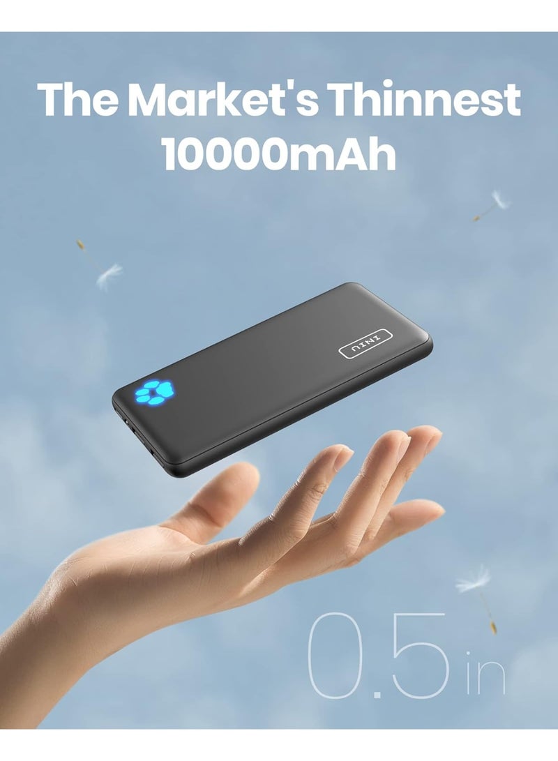 INIU Power Bank, USB C in&out Slimmest 10000mAh Portable Charger, Triple 3A High-Speed Charge External Battery Pack, Flashlight Phone Charger for iPhone 16 15 14 13 12 11 X Samsung S22 S21 Google iPad - Image 2