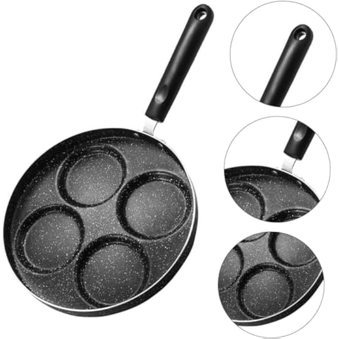 DOOKOO 4Cup Nonstick Egg Frying Pan Fried Egg Pan Omelette Pan Mini Pancake Pan For Stove Top Gas  Electric Small Egg Skillet Breakfast Sandwich Maker - Image 3