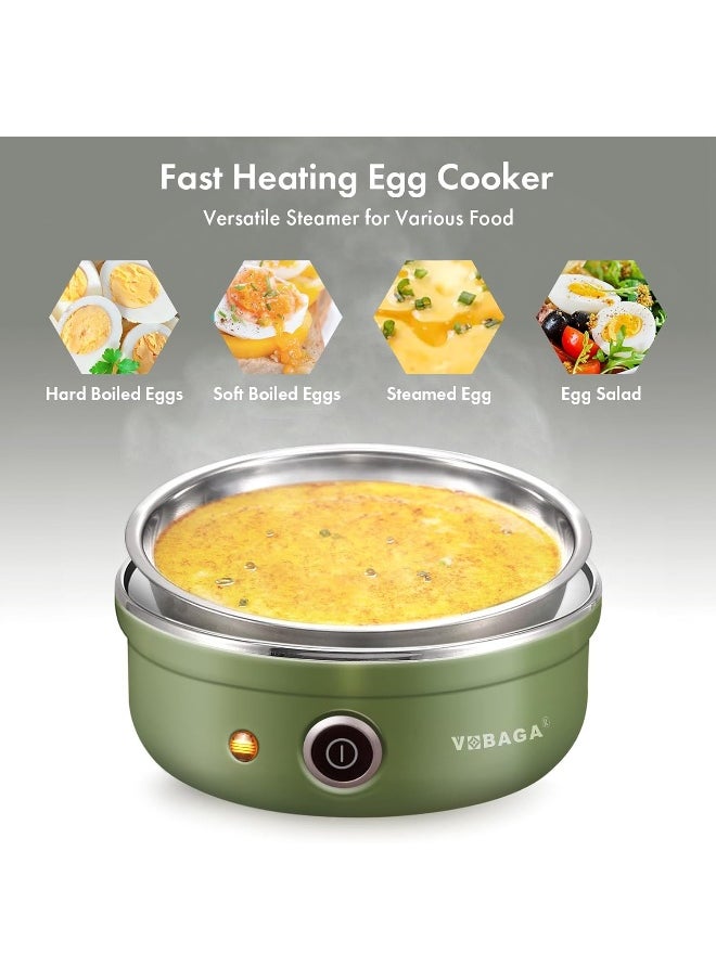 Vobaga VOBAGA Electric Egg Cooker, Rapid Egg Boiler with Auto Shut Off for Soft, Medium, Hard Boiled, Poached, Steamed Eggs, Vegetables and Dumplings, Stainless Steel Tray with 7-Egg Capacity (Green)  - Image 5
