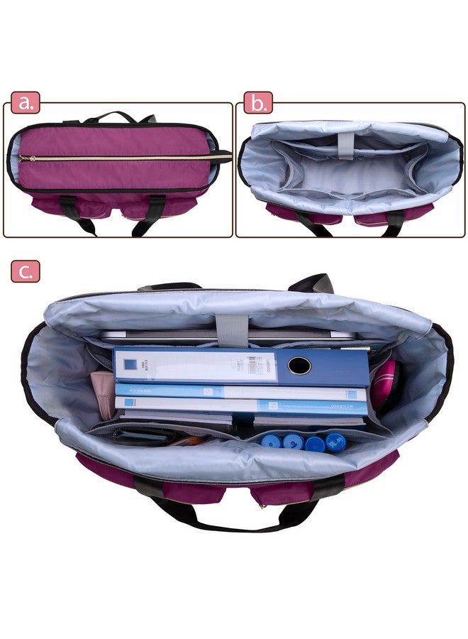 Damero Damero Teacher Tote Bag, Teacher Utility Tote Bag with Zip Top and Padded Sleeve for up to 15.6’’ Laptop for Work, Office, Business, Purple(Upgraded)  - Image 2