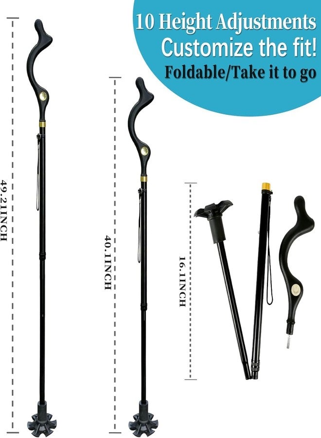 BIRZAR Walking Cane for Men and Walking Canes for Women Special Balancing - Cane Walking Stick Have 10 Adjustable Heights - self Standing Folding Cane, Comfortable and Lightweight - Image 2