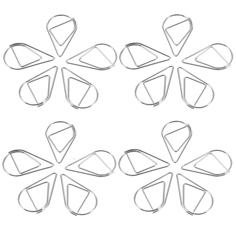 Silver Metal Water Drop Paper Clips 0 8mm 100pcs For Office File Organizing Book Reading - Image 2