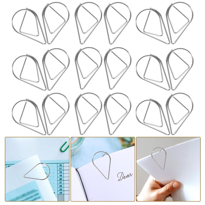 Silver Metal Water Drop Paper Clips 0 8mm 100pcs For Office File Organizing Book Reading - Image 4