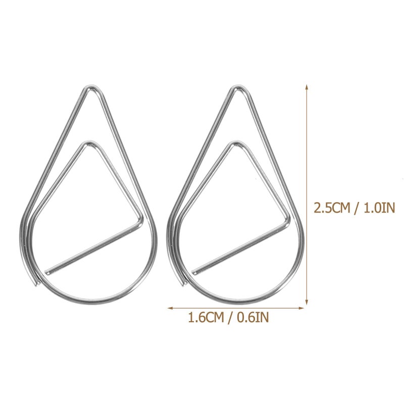 Silver Metal Water Drop Paper Clips 0 8mm 100pcs For Office File Organizing Book Reading - Image 3