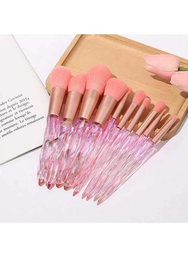 Kingtree Makeup Brushes 10PCS Crystal Handle Makeup Brush Set, Premium Synthetic Bristles Cosmetic Brush for Powder Foundation Blush Concealer Blending Eyeshadow Eyeliner Make Up - Image 2