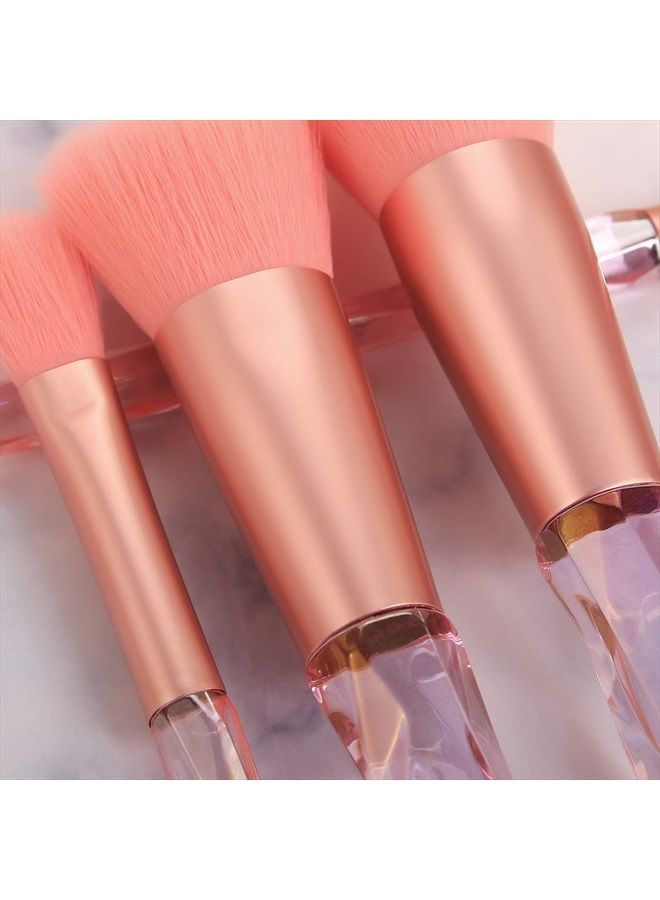 Kingtree Makeup Brushes 10PCS Crystal Handle Makeup Brush Set, Premium Synthetic Bristles Cosmetic Brush for Powder Foundation Blush Concealer Blending Eyeshadow Eyeliner Make Up - Image 4