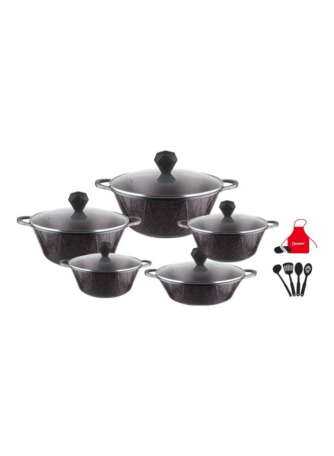 DESSINI 17-Piece Granite Saving Energy Aluminum Cookware Set Includes 1xCasserole With Lid 20cm, 1xCasserole With Lid  24cm, 1xCasserole With Lid 28cm, 1xCasserole With Lid 32cm, 1xShallow Casserole With Lid 28cm, 7xCooking Tools Granite - Image 1