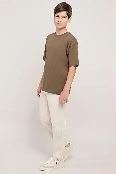 أر أند بي Solid Straight Fit Pants With Drawstring Waist