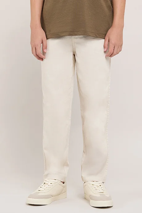 أر أند بي Solid Straight Fit Pants With Drawstring Waist