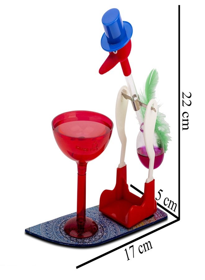 MANGO PIE Rangoli Drinking Bird Science Toy | Classic Dippy Bird Perpetual Motion Desk Showpiece with Cup | Pink Single (3) - Image 5