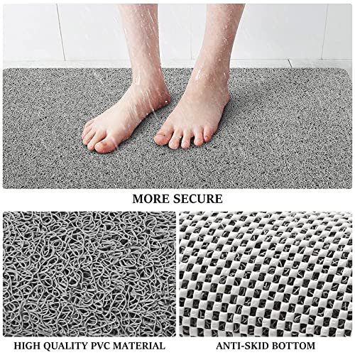 LuxStep Shower Mat Bathtub Mat,24x16 inch, Non-Slip Bath Mat with Drain, Quick Drying PVC Loofah Bathmat for Tub,Shower,Bathroom (Phthalate Free,Grey) - Image 3