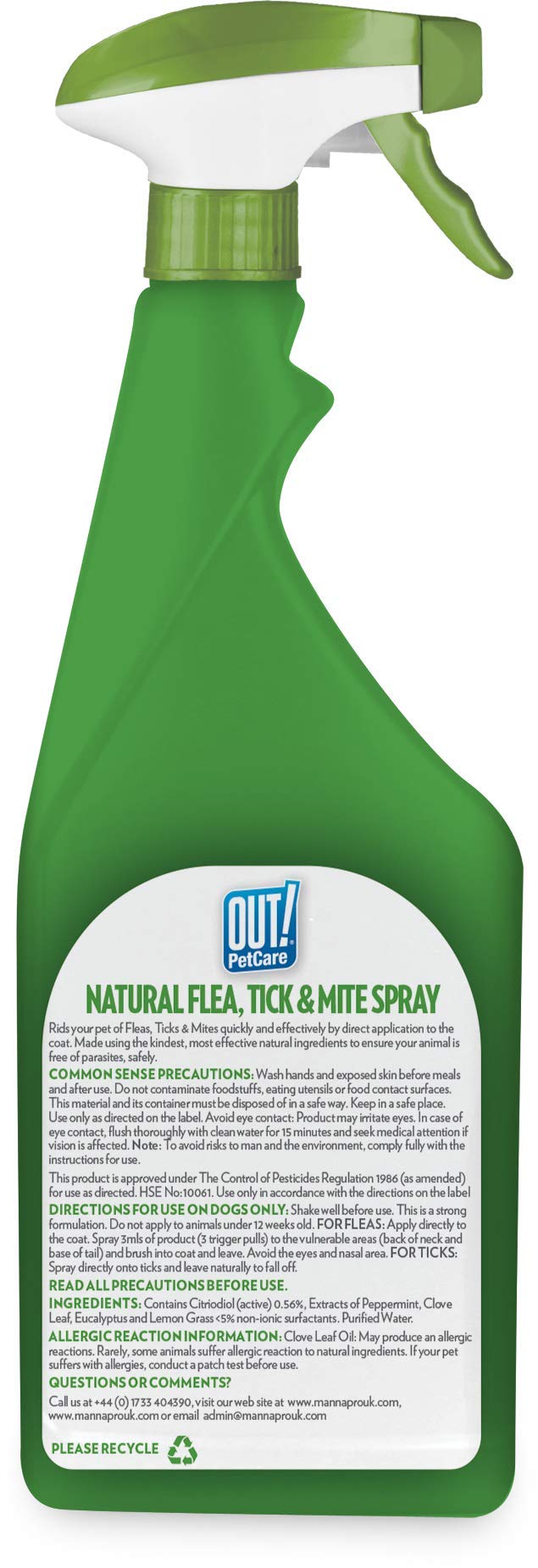 OUT Bramton Out! Natural Flea and Tick Spray, 500 ml - Image 2