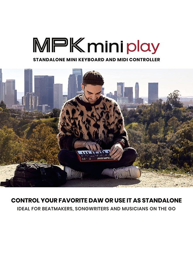 AKAI Professional MPK Mini Play MK3 - MIDI Keyboard Controller with Built in Speaker and Sounds Plus Dynamic Keybed, MPC Pads and Software Suite