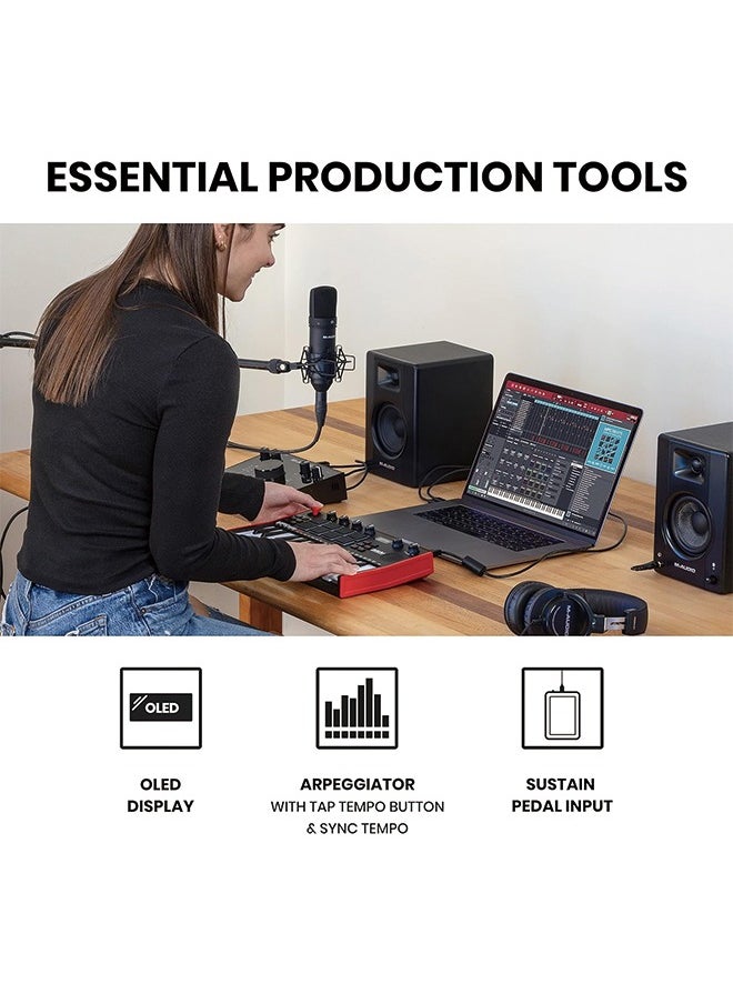 AKAI Professional MPK Mini Play MK3 - MIDI Keyboard Controller with Built in Speaker and Sounds Plus Dynamic Keybed, MPC Pads and Software Suite