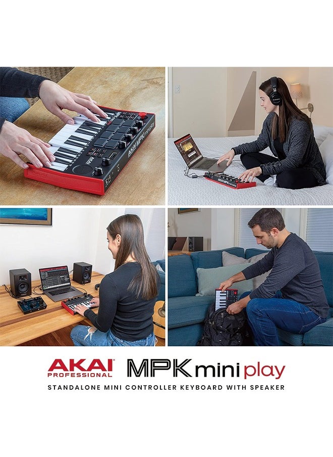 AKAI Professional MPK Mini Play MK3 - MIDI Keyboard Controller with Built in Speaker and Sounds Plus Dynamic Keybed, MPC Pads and Software Suite