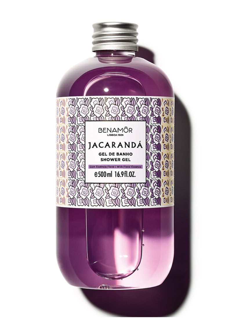BENAMÕR Benamor Jacaranda Shower Gel with Aloe Vera Body Hands and Face Hydrating and Softening Body Wash  Delicate Floral Scent Paraben Free Vegan 500ml  - Image 1