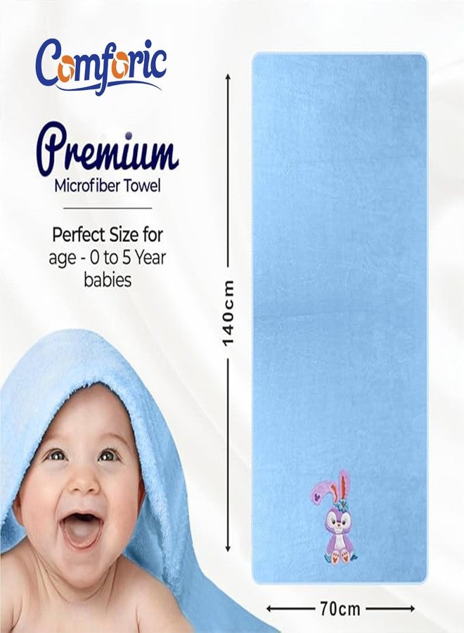 Comforic Microfiber Baby Bath Towel for Boys & Girls | Ultra Soft, Quick Dry, Super Absorbent Unisex Kids Bath Towels | Baby Towels Newborn & Toddler with Cartoon Print | 70x140 cm (Blue, Pack of 1) - Image 4