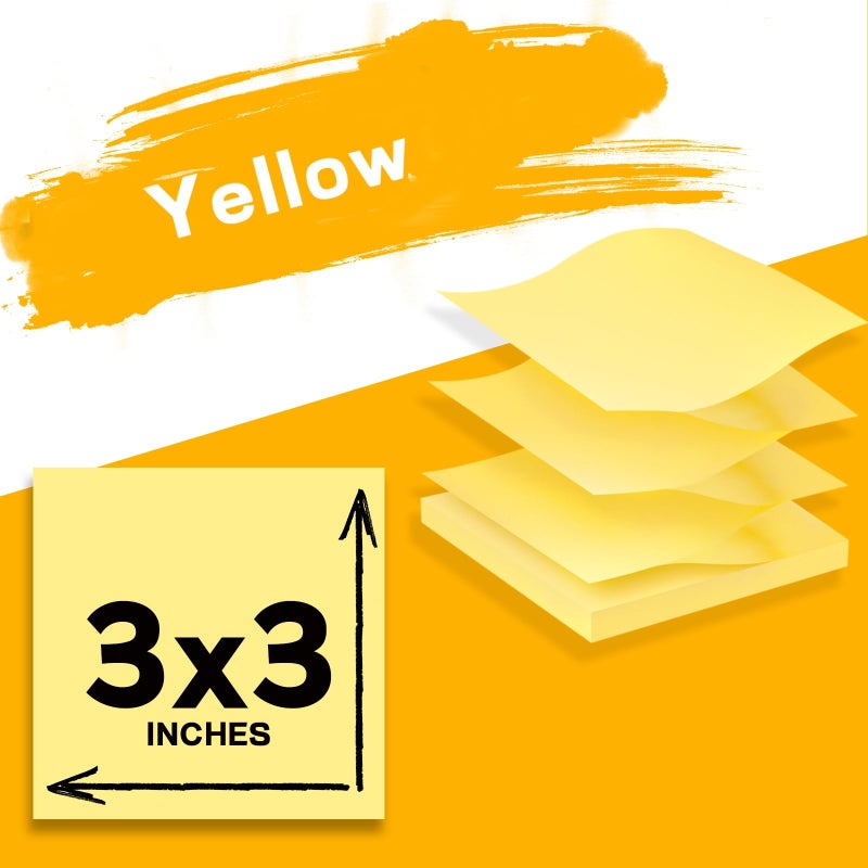 TKTB (18 Pads) Pop Up Sticky Notes 3x3 Refills, Yellow Strong Adhesive Post, Suitable for Home, Office, School, Clean Removal - Image 2