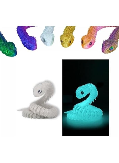 3D Printed Snake Toys 3D Printed Animals Snake Pet Movable Joint Fidget Toys， 3D Printed Animals Toy Adults Fidget Toys，3D Printed Fidget Toys for Home Office Decor (11.8' Fluorescent Blue)