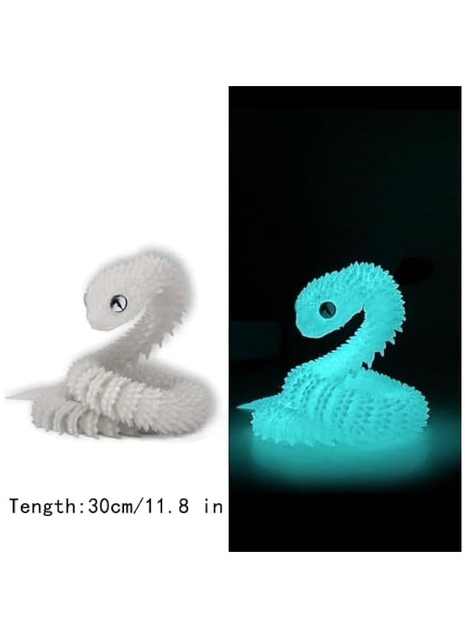 3D Printed Snake Toys 3D Printed Animals Snake Pet Movable Joint Fidget Toys， 3D Printed Animals Toy Adults Fidget Toys，3D Printed Fidget Toys for Home Office Decor (11.8' Fluorescent Blue)
