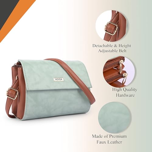 ADISA Women Girls Dual Cross Body Sling Bag (SL5158-GRN) - Image 3