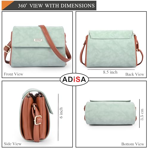 ADISA Women Girls Dual Cross Body Sling Bag (SL5158-GRN) - Image 2