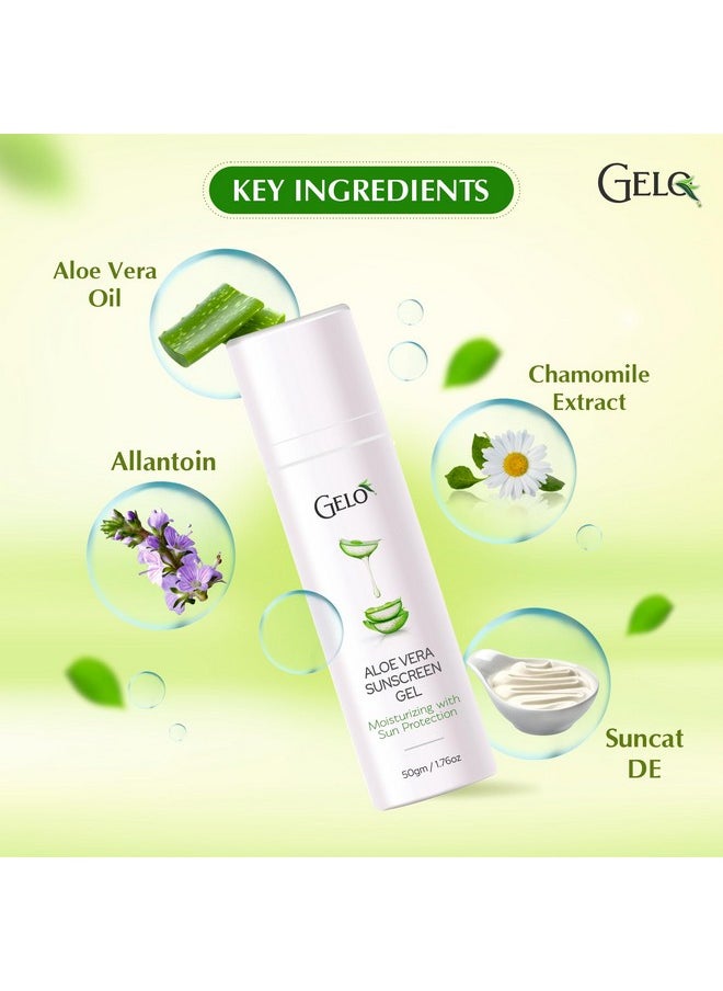 GELO - Sunscreen Spf 30 Pa+++ Lightweight Gel With Aloe Vera Broad Spectrum & No White Cast 50G - Image 1