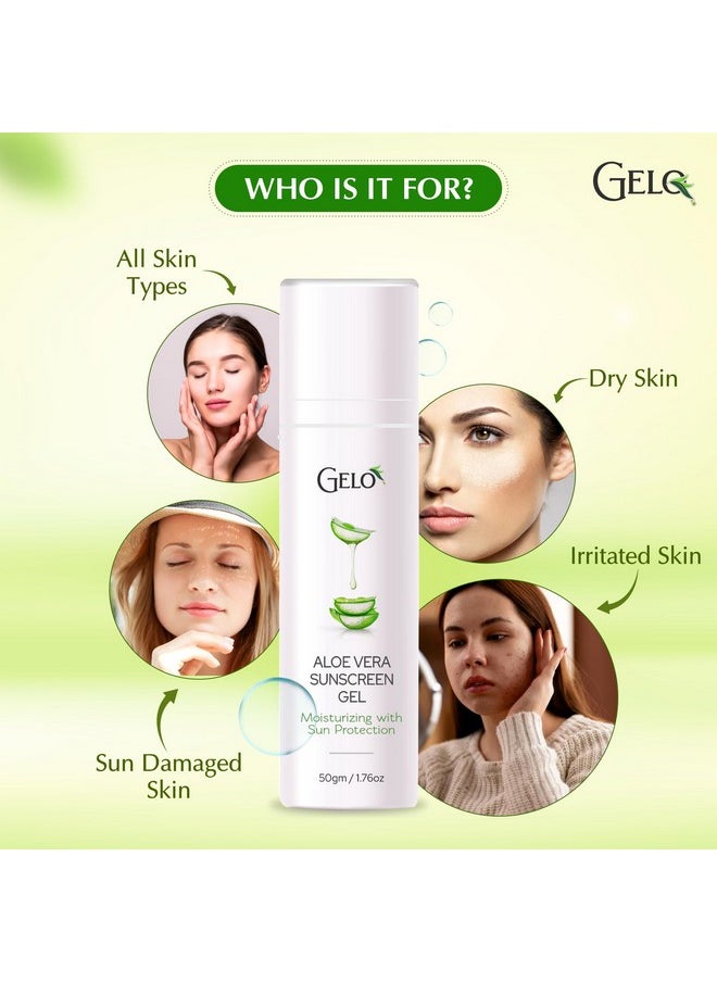 GELO - Sunscreen Spf 30 Pa+++ Lightweight Gel With Aloe Vera Broad Spectrum & No White Cast 50G - Image 1