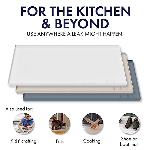 BASIN - Heavy Duty Under Sink Mat - The Original Silicone Under Sink Mats for Kitchen Waterproof - Under Sink Tray for Kitchen Waterproof - Under Sink Cover Kitchen Cabinet Liner Gray 34.25x22 - Image 4