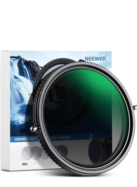 2 in 1 82mm Variable ND Filter ND2–ND32&CPL Filter(Circular Polarizing Filter) No X Cross/HD Optical Glass Polarizer/30 Layer Nano Coated/Ultra Slim/Water Repellent/Scratch Resistant