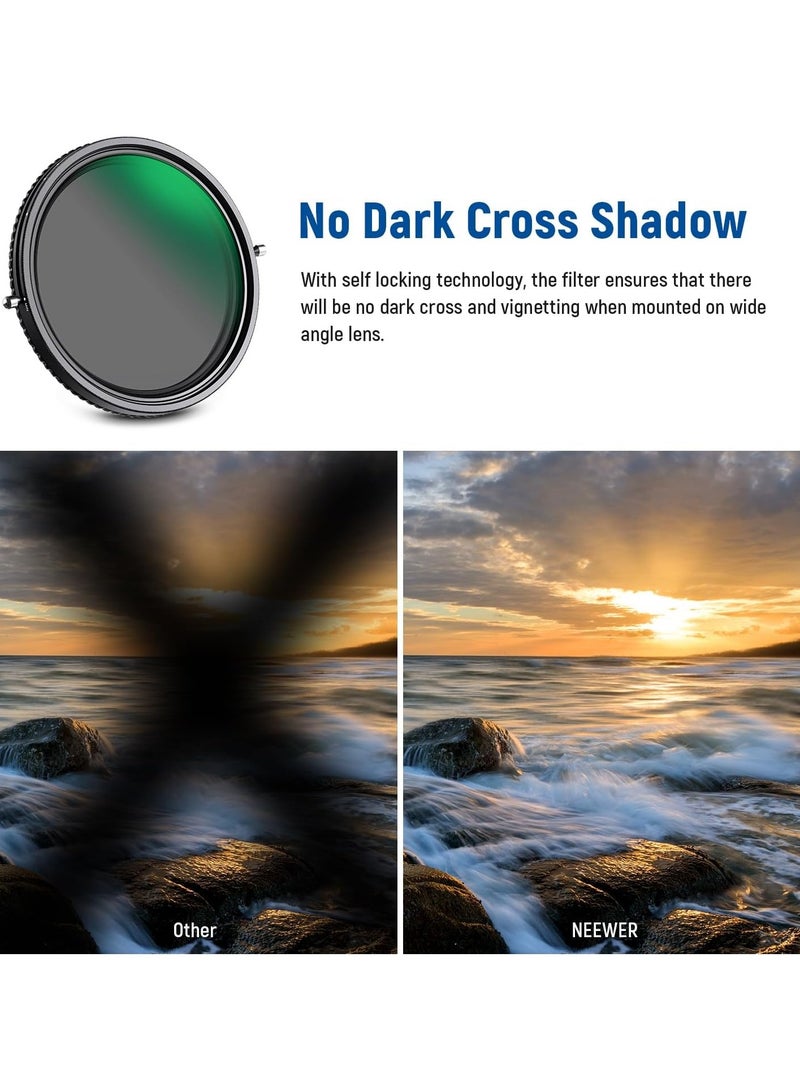 2 in 1 82mm Variable ND Filter ND2–ND32&CPL Filter(Circular Polarizing Filter) No X Cross/HD Optical Glass Polarizer/30 Layer Nano Coated/Ultra Slim/Water Repellent/Scratch Resistant