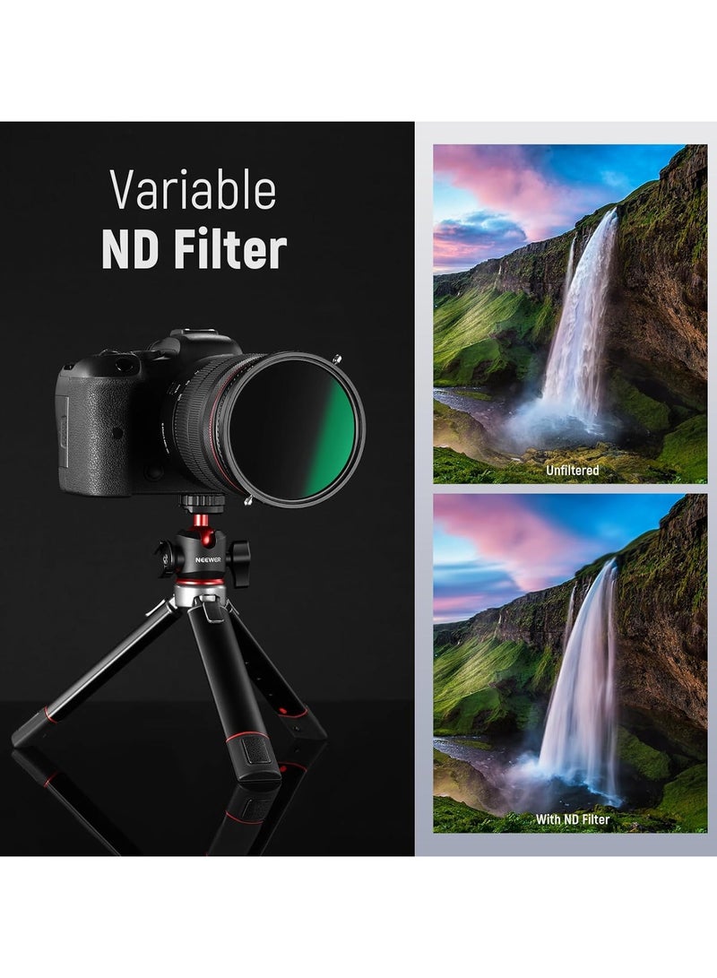 2 in 1 82mm Variable ND Filter ND2–ND32&CPL Filter(Circular Polarizing Filter) No X Cross/HD Optical Glass Polarizer/30 Layer Nano Coated/Ultra Slim/Water Repellent/Scratch Resistant