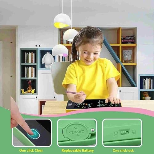 KRySt LCD Writing Tablet Pencil Box for Kids – Multi-Functional Drawing Board Case with Erase Button and Stationery Storage for School and Home Use (Yellow) - Image 3