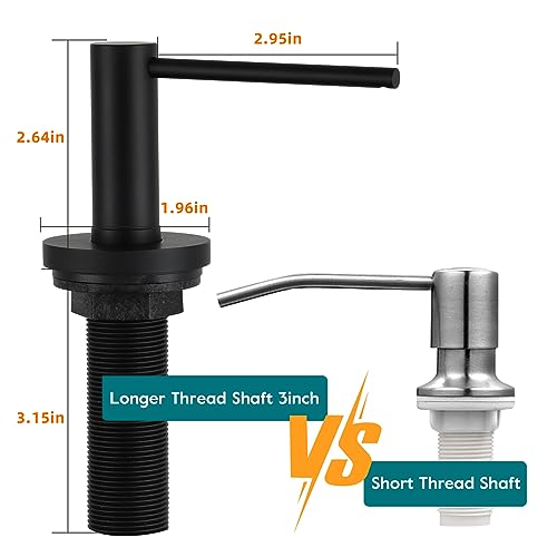 Gappo Upgraded Matte Black Soap Dispenser for Kitchen Sink, Stainless Steel Countertop Pump, Built in Sink Soap Dispenser with 47" Extension Tube kit - Image 4