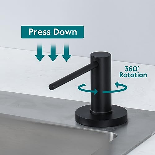 Gappo Upgraded Matte Black Soap Dispenser for Kitchen Sink, Stainless Steel Countertop Pump, Built in Sink Soap Dispenser with 47" Extension Tube kit - Image 2