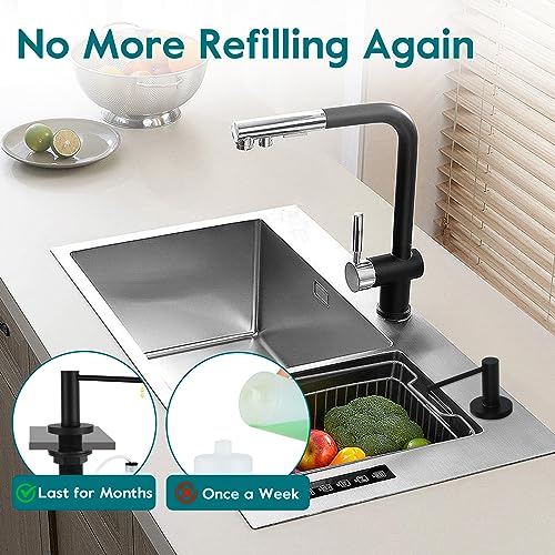 Gappo Upgraded Matte Black Soap Dispenser for Kitchen Sink, Stainless Steel Countertop Pump, Built in Sink Soap Dispenser with 47" Extension Tube kit - Image 5