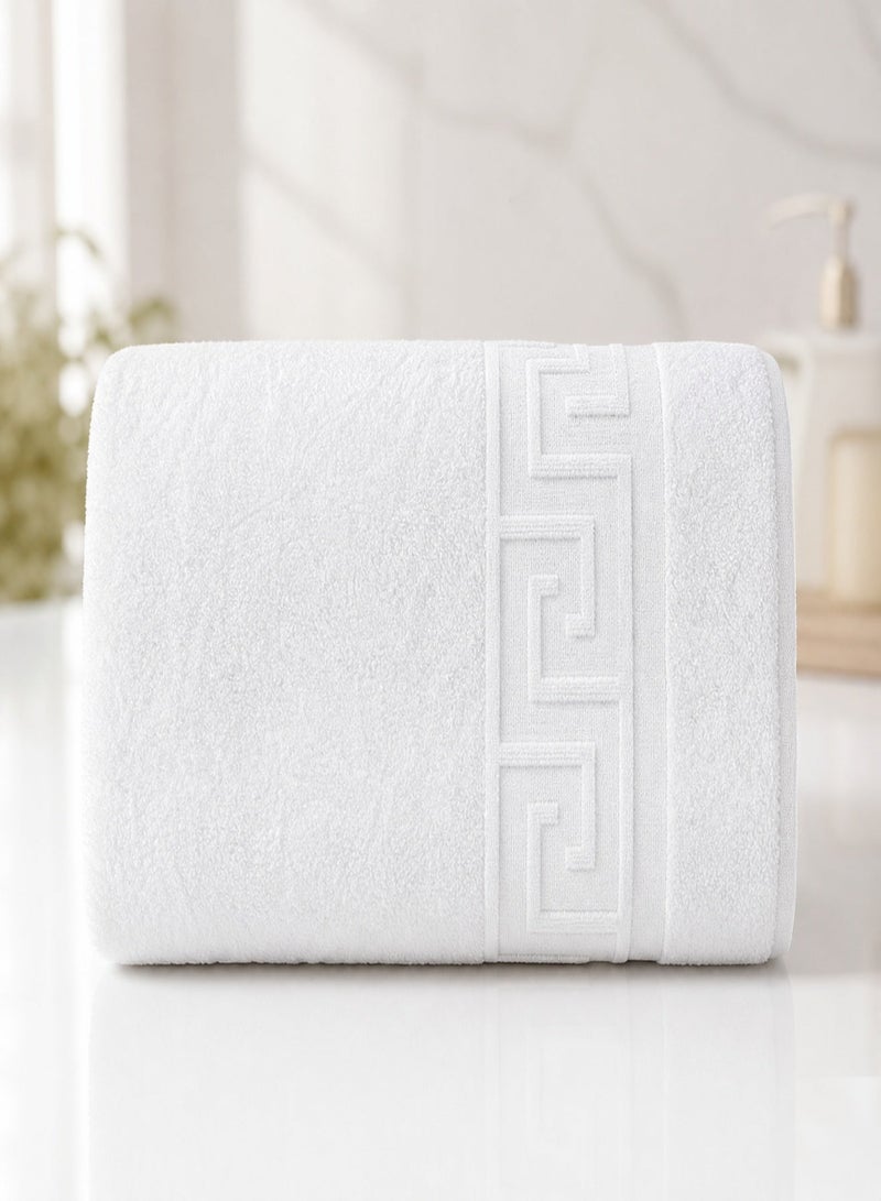 Large Bath Towel 100x150 cm - 100% Premium Egyptian Cotton - Ultra Soft & Highly Absorbent - Hotel Quality - Brilliant White - Image 2