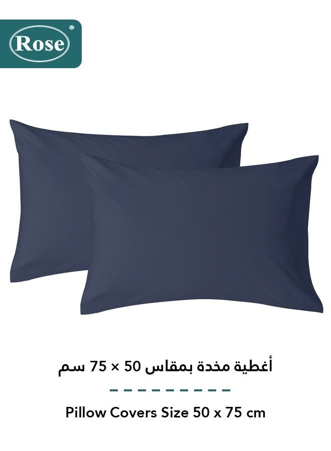 Rose Luxurious Plain Fitted Sheet with Deep Pockets and Pillow Cases, Bed Sheet 3-Pieces Set, Soft & Cozy Microfiber Breathable and Cooling, King Size 200x200+38 cm, Black - Dark Blue - Image 4