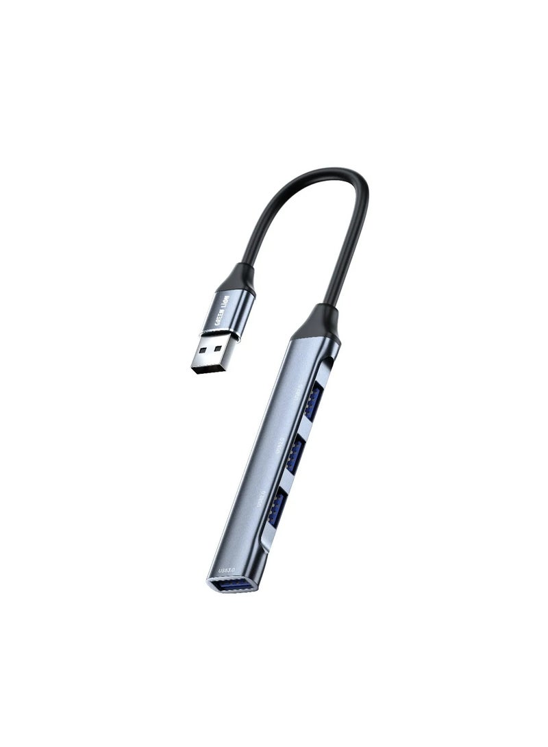 GREEN LION 4 IN 1 USB-A Hub & Docking Station Adapter / PD 100W / 1×USB-A 3.0 & 3×USB-A 2.0 Ports / Plug & Play / Universal Compatibility / Up to 400 Mbps High Speed Data Transfer / for Laptop & Keyboard & Mouse & Cables - Black - Image 1