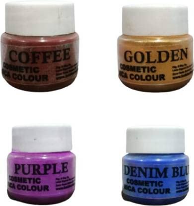 Leela Organic Leela Organic Golden Purple Coffee and Denim Blue Pigments Color Cosmetic Grade Lipstick Colour Candle Soap MakingLipgloss Pack of 4 Net 20gm Each Pack  - Image 1