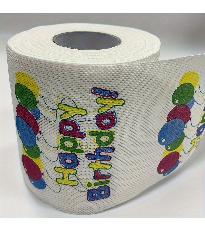 1 Happy Birthday Balloon Design Printed Toilet Paper Roll Fun Creative Gift For Friends Girlfriend Home Use Native Wood Pulp - Image 4