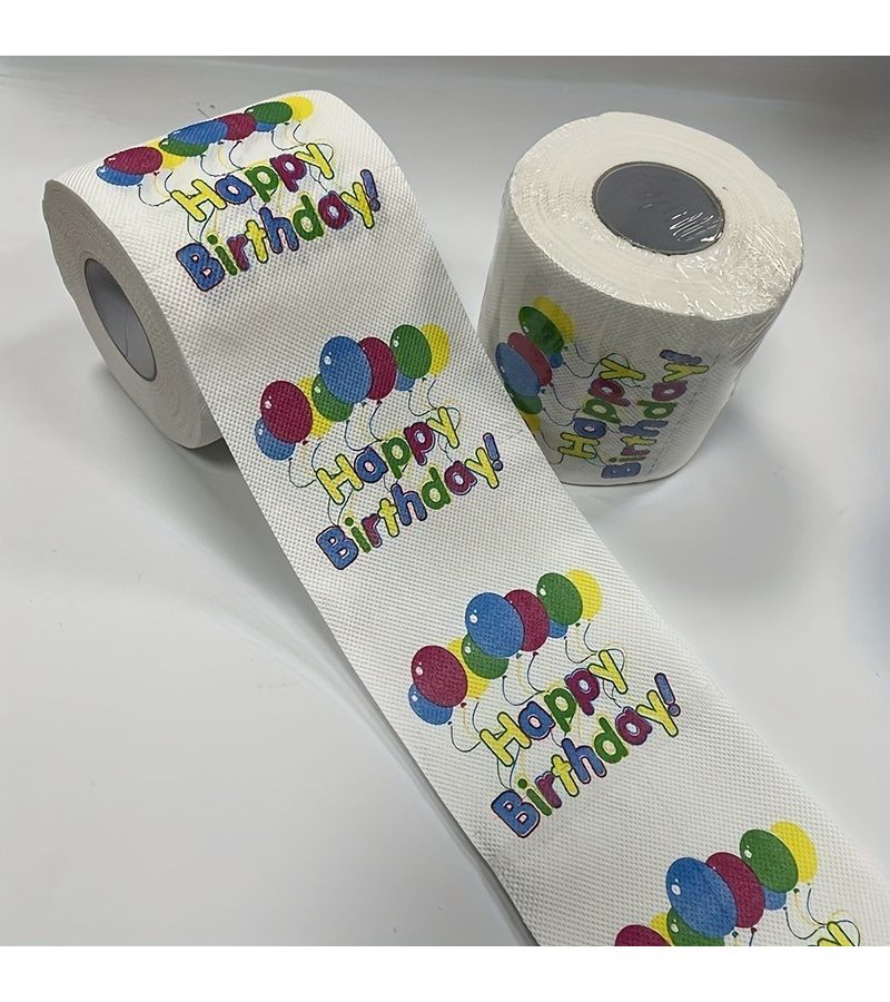 1 Happy Birthday Balloon Design Printed Toilet Paper Roll Fun Creative Gift For Friends Girlfriend Home Use Native Wood Pulp - Image 5