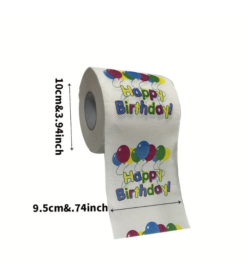 1 Happy Birthday Balloon Design Printed Toilet Paper Roll Fun Creative Gift For Friends Girlfriend Home Use Native Wood Pulp - Image 3