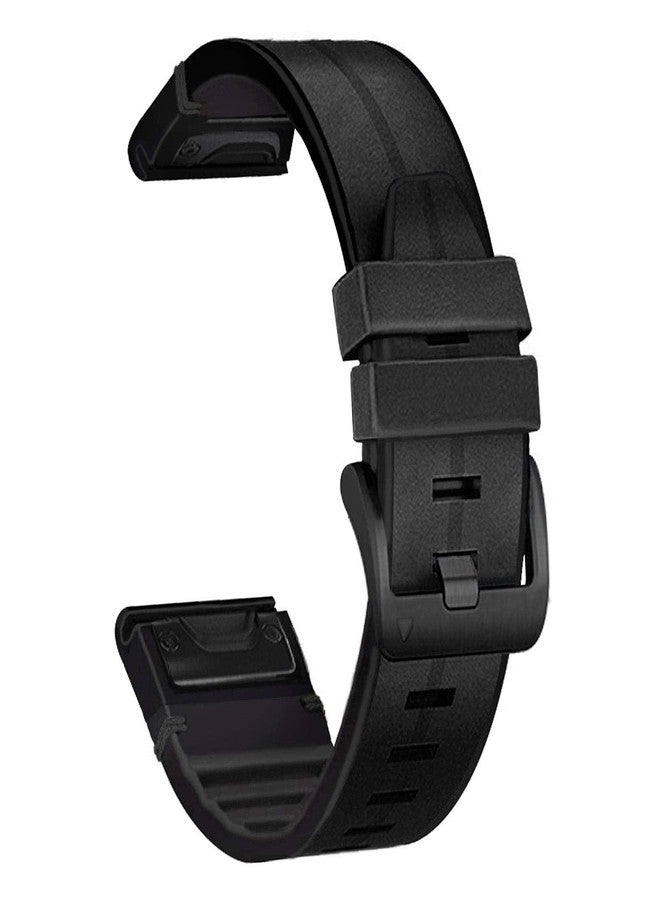 Abanen Leather Watch Bands for Fenix 6 / Fenix 5, QuickFit 22mm Soft Genuine Leather with Silicone Sweatproof Wrist Strap for Garmin Fenix 6 Pro/Sapphire,Approach S62/S60,Instinct,Quatix 6/5 (Black) - Image 1