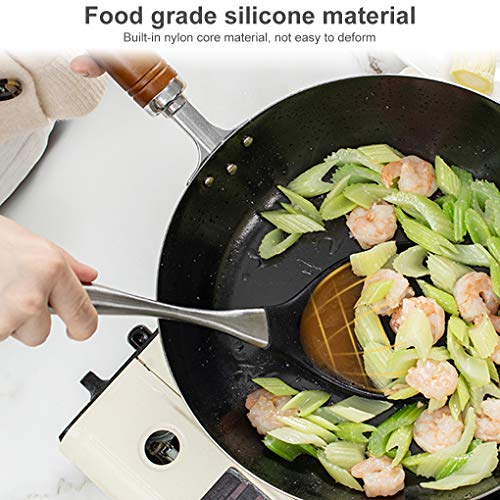 Oicia Stainless Steel Wok Spatula Utensils for Cooking, Silicone Solid Turner Spatula, Cooking Shovel, Fish Spatulas, Chinese Wok Shovel, Non-Stick Pancake Turner, Kitchen Utensils (Pack of 1, Black) - Image 5