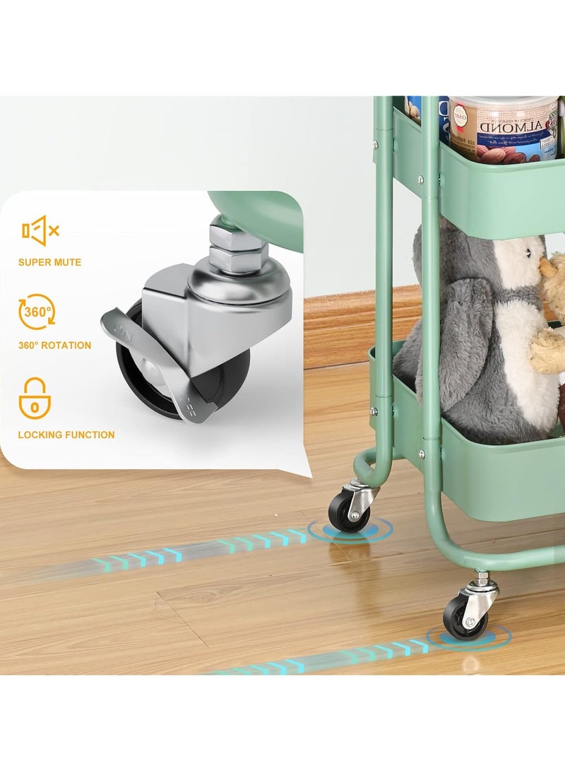 بلومنغ تايم عربة دوارة متينة ذات 3 رفوف، منظم عالمي مع عجلات قابلة للقفل ومقبض مريح، للمرآب أو غرفة المعيشة أو الصالون أو الاستخدام التجاري - Image 4