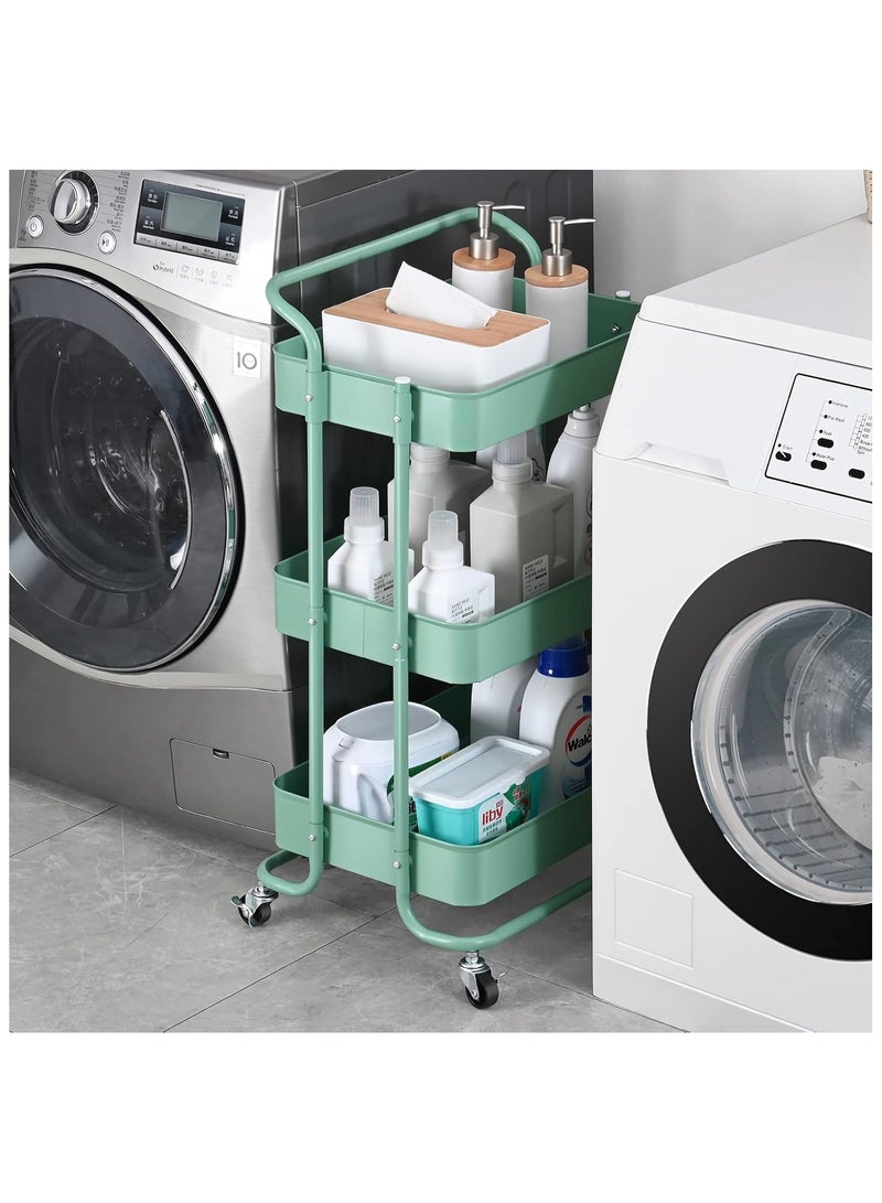 بلومنغ تايم عربة دوارة متينة ذات 3 رفوف، منظم عالمي مع عجلات قابلة للقفل ومقبض مريح، للمرآب أو غرفة المعيشة أو الصالون أو الاستخدام التجاري - Image 5