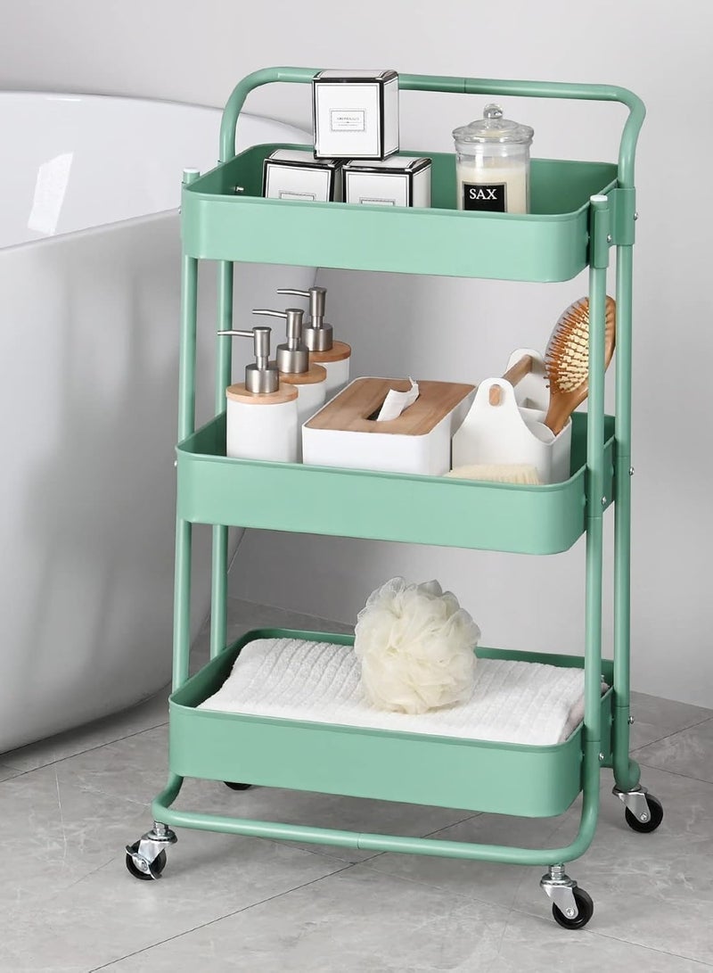 بلومنغ تايم عربة دوارة متينة ذات 3 رفوف، منظم عالمي مع عجلات قابلة للقفل ومقبض مريح، للمرآب أو غرفة المعيشة أو الصالون أو الاستخدام التجاري - Image 2