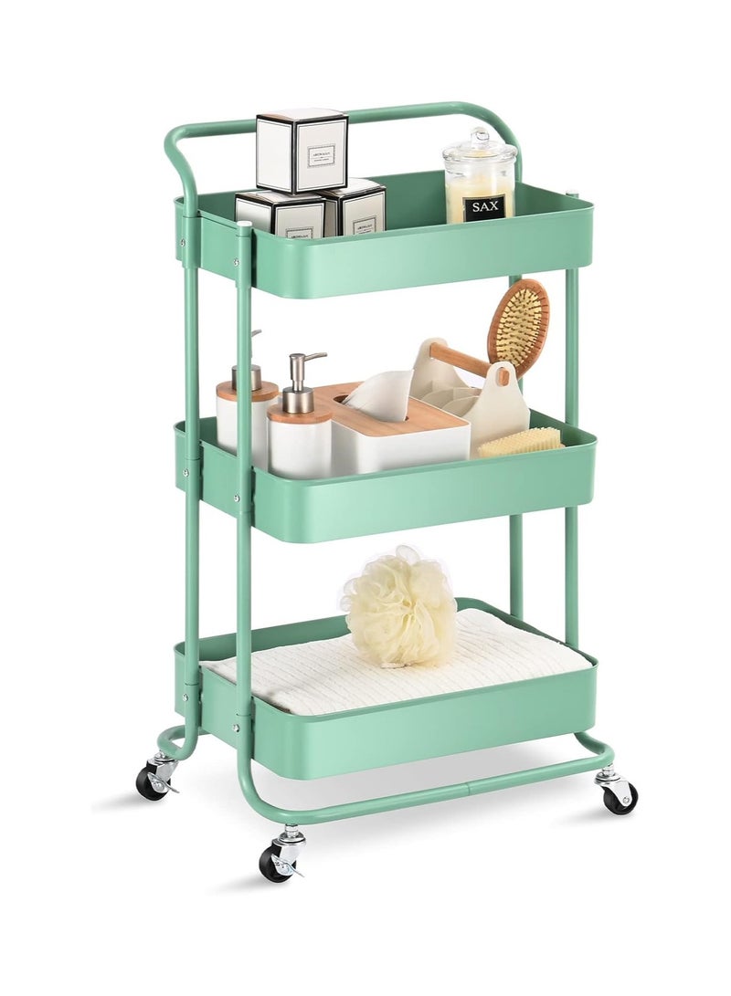 بلومنغ تايم عربة دوارة متينة ذات 3 رفوف، منظم عالمي مع عجلات قابلة للقفل ومقبض مريح، للمرآب أو غرفة المعيشة أو الصالون أو الاستخدام التجاري - Image 1